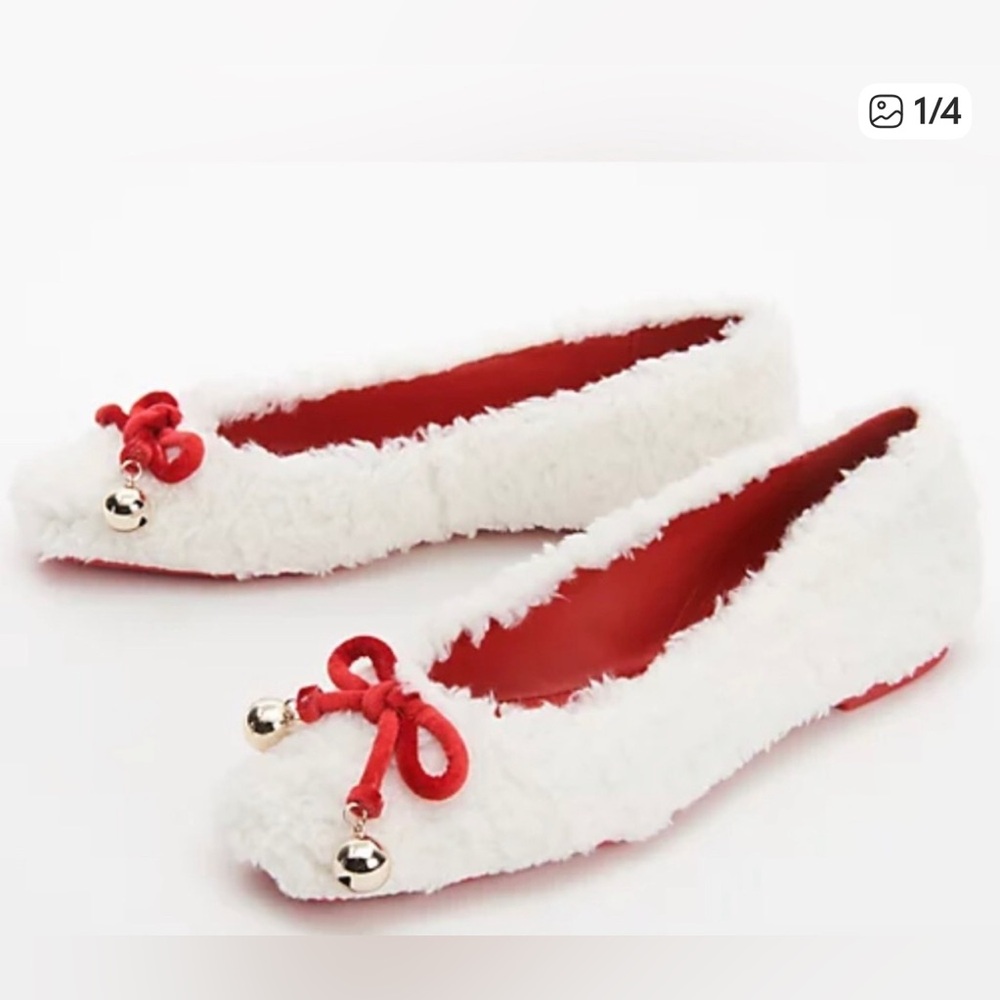 Katy Perry Shearling Christmas Ballet Flats- The Evie Sz 8